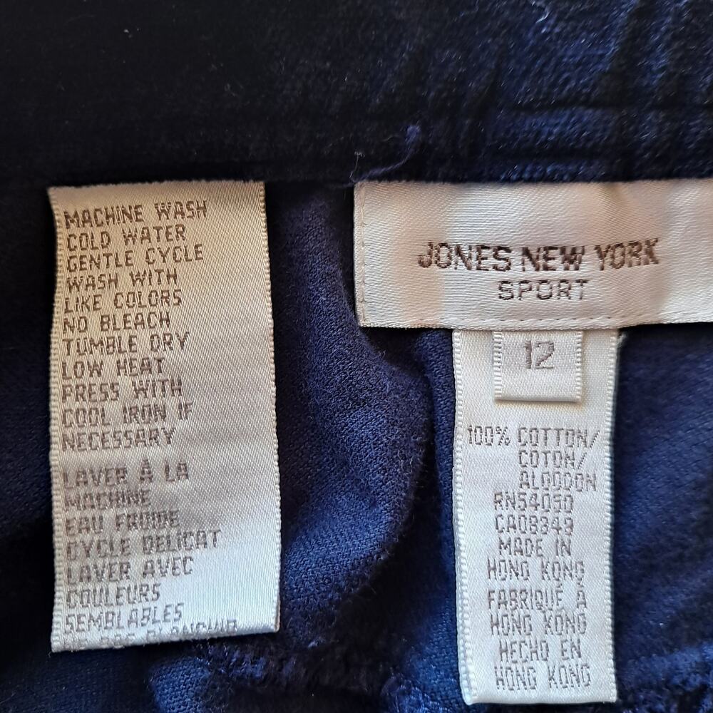 Jones New York Sport Midi Pencil Skirt 100% Cotton Dark Wash Velvet Navy Size 12 - Picture 8 of 8